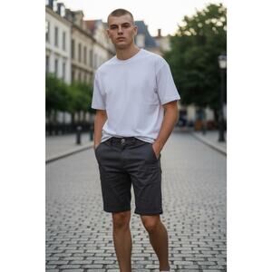 H&M Shorts Mens 31 Dark Gray Denim Slim Fit Casual Twill Stretch